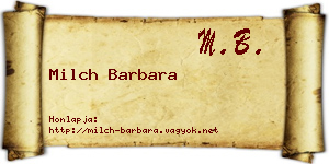 Milch Barbara névjegykártya